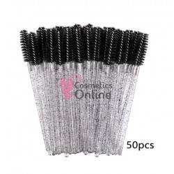 Periute Mascara pentru extensii gene false, 50 bucati PMS007 Negru cu sclipici
